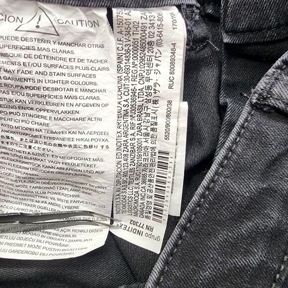 Zara Jeans Womens 6 Black High Rise Skinny Raw Ripped Busted Knee Stretch Denim - Picture 6 of 13